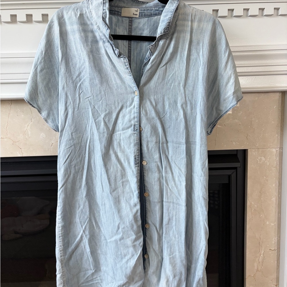 Wilfred Light Blue Short-Sleeve Button-Down Shirt Dress